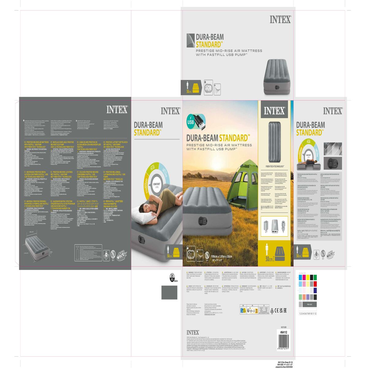 Air bed Intex PRESTIGE 191 x 99 x 30 cm 99 x 30 x 191 cm (3 Unités)