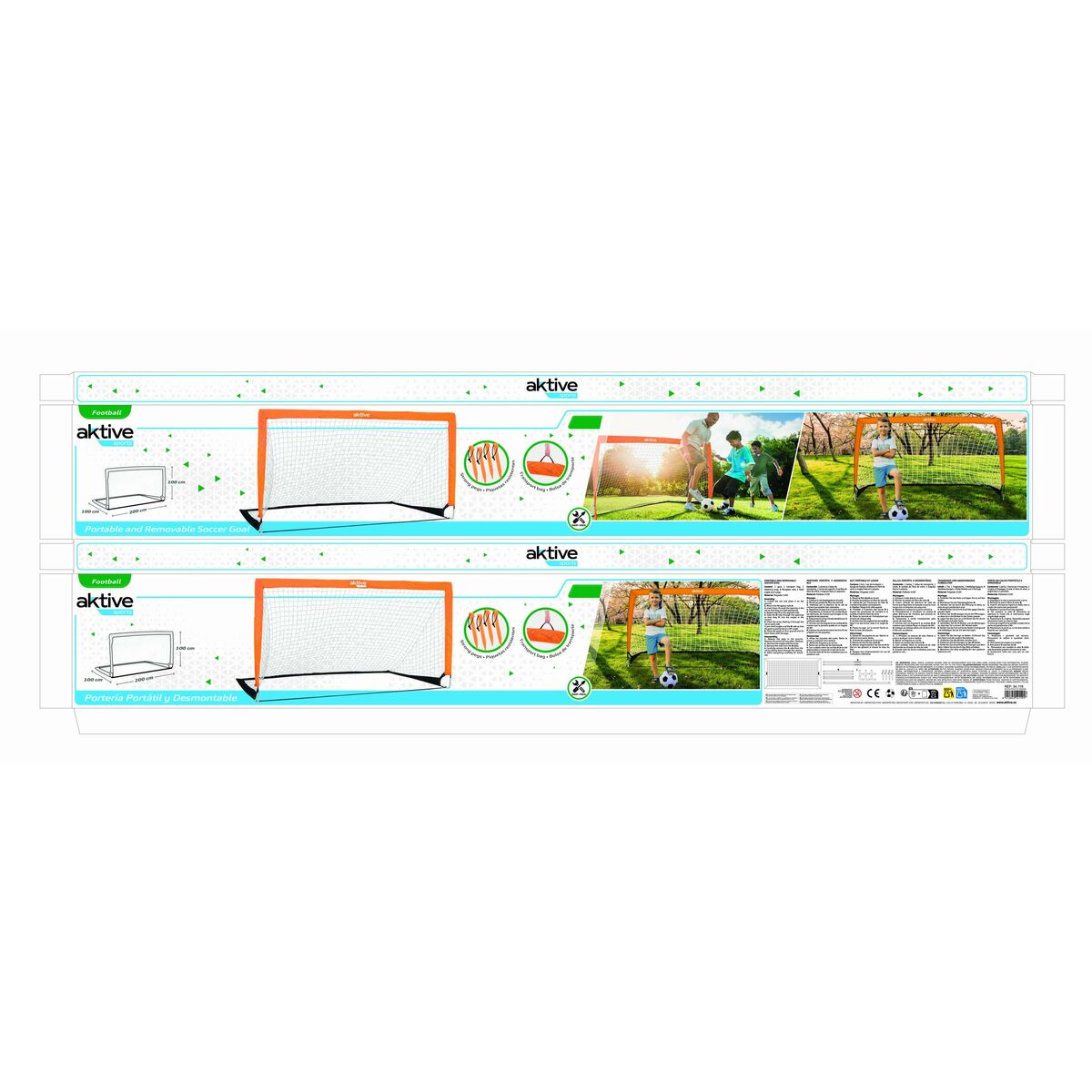 Cage à Foot Aktive 200 x 100 x 100 cm (2 Unités)