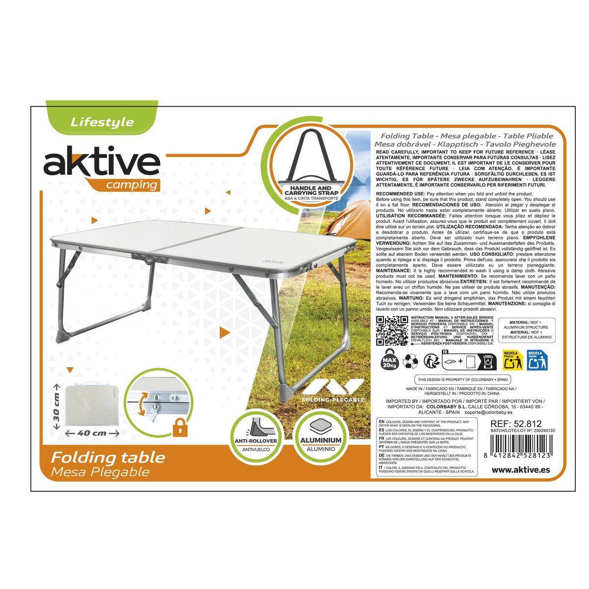 Table Piable Aktive Crème 60 x 25 x 40 cm (4 Unités)