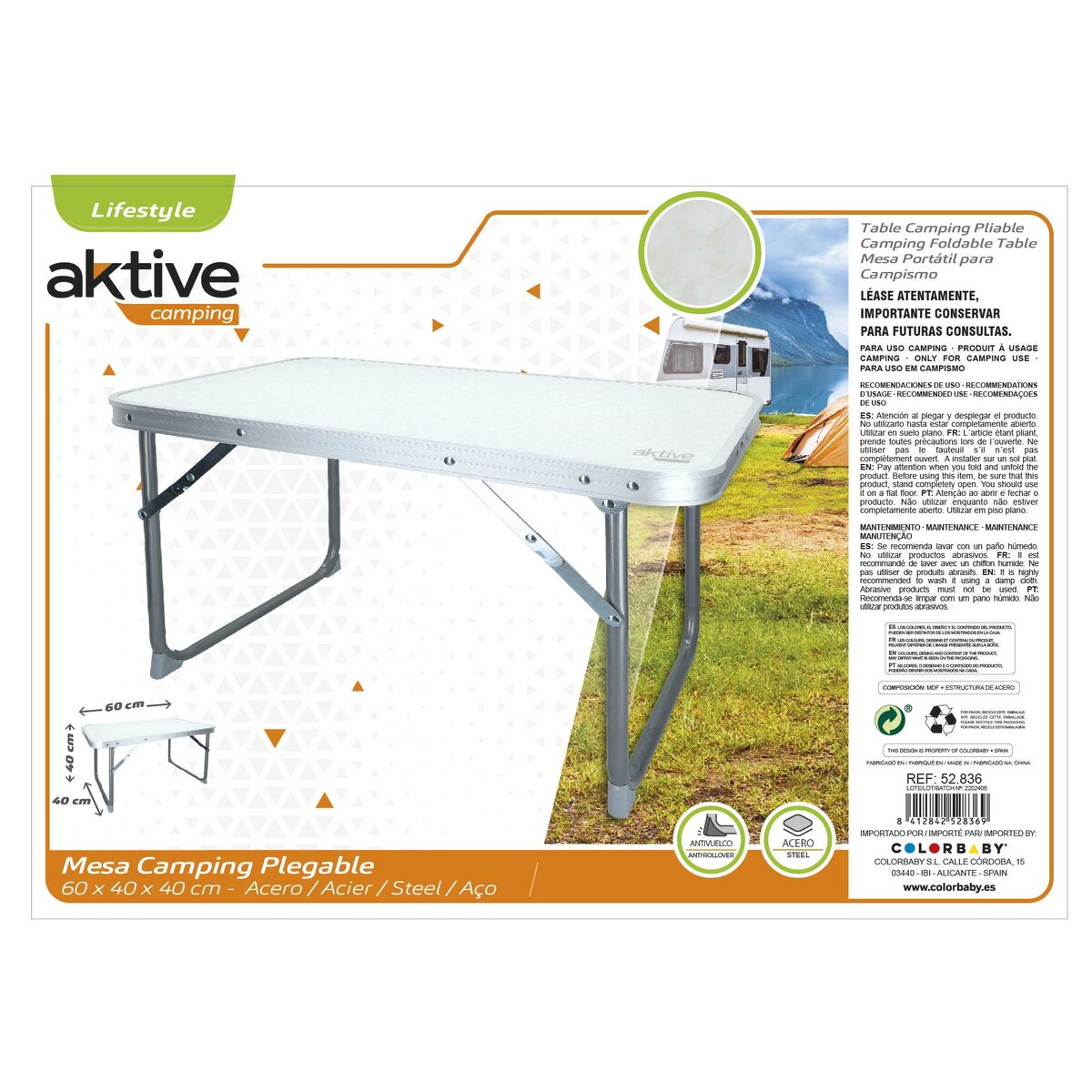 Table Piable Aktive Blanc 60 x 40 x 40 cm (4 Unités)