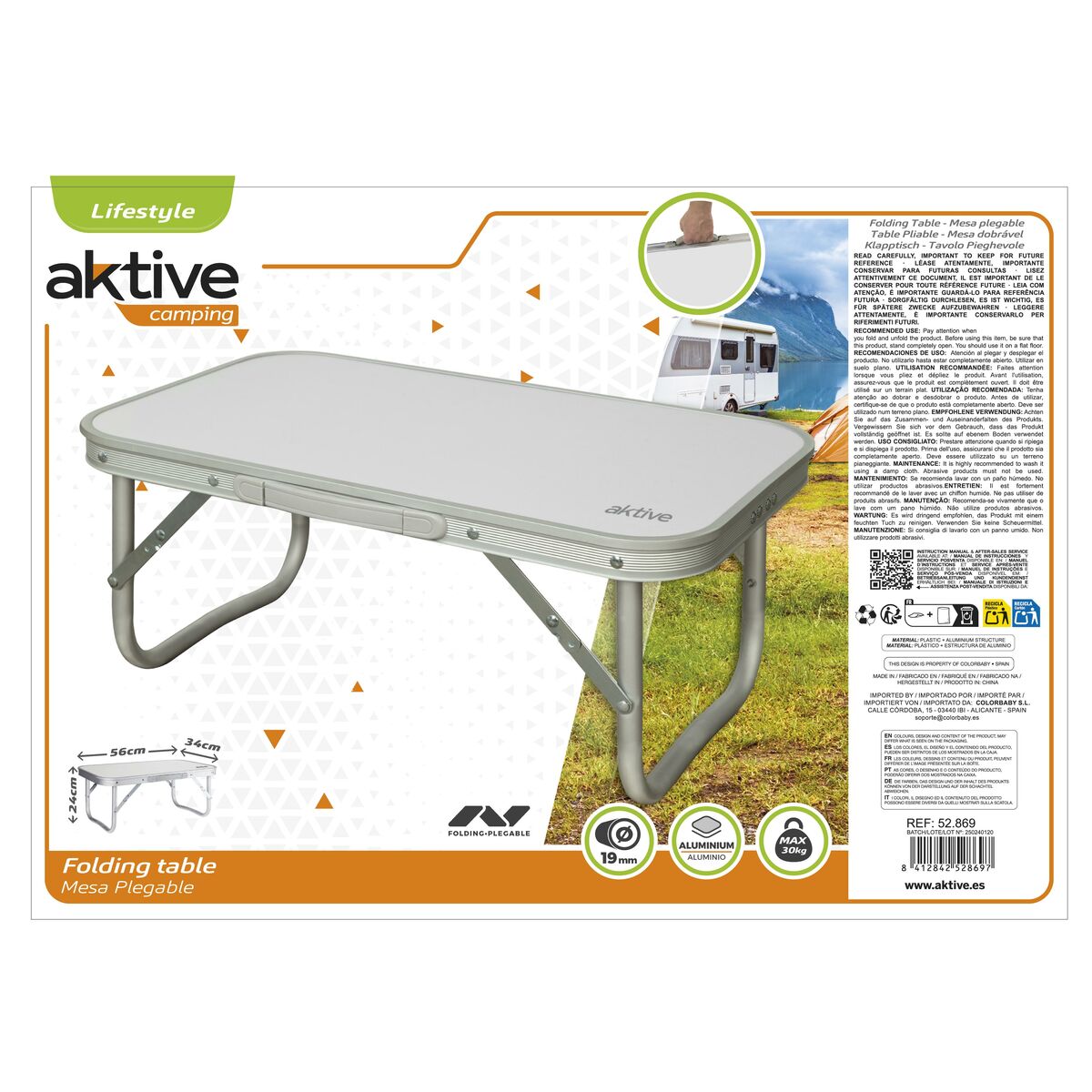 Table Piable Aktive Mauve 56 x 24 x 34 cm (6 Unités)