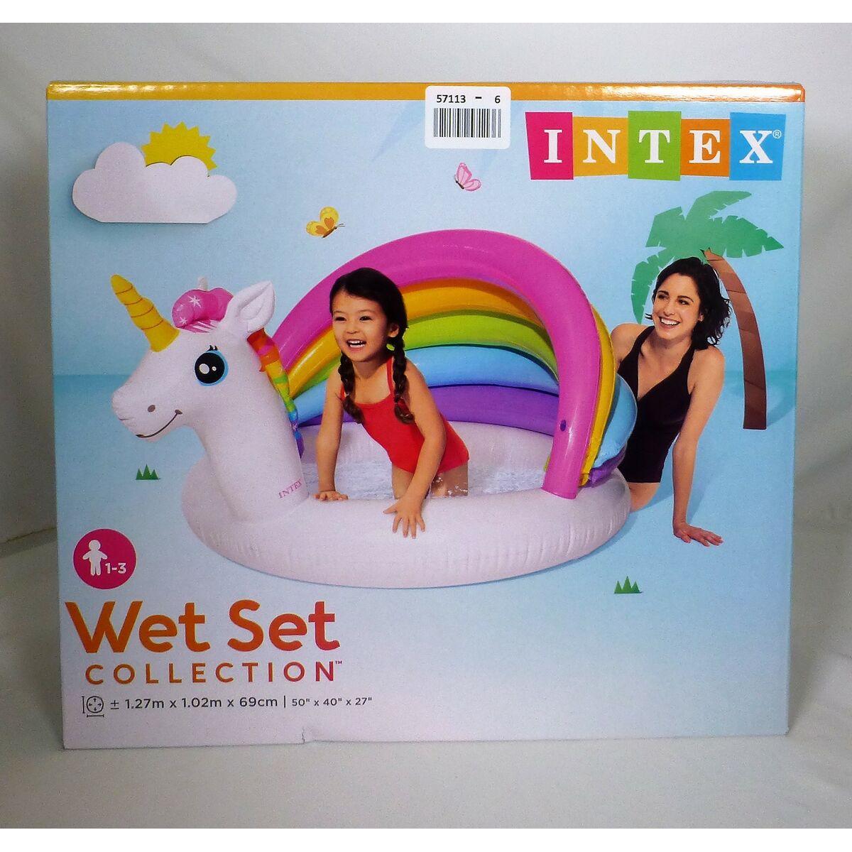 Pataugeoire gonflable pour enfants Intex Licorne Auvent 45 L 102 x 69 x 127 cm (6 Unités)
