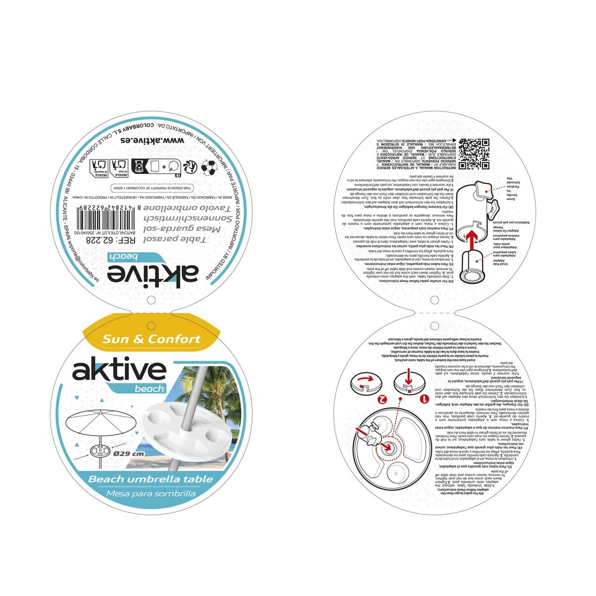 Porte-gobelet Parasol Aktive 29,5 x 8 x 29,5 cm Parasol (12 Unités)