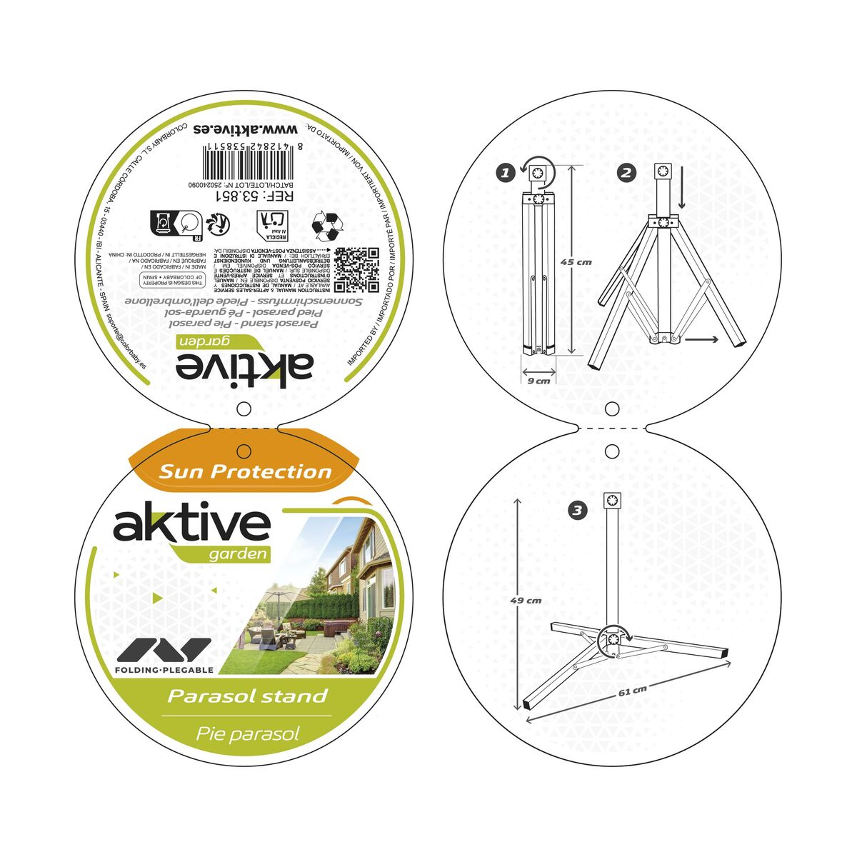 Base pour parapluie Aktive Blanc Métal 61 x 49,5 x 61 cm (6 Unités)