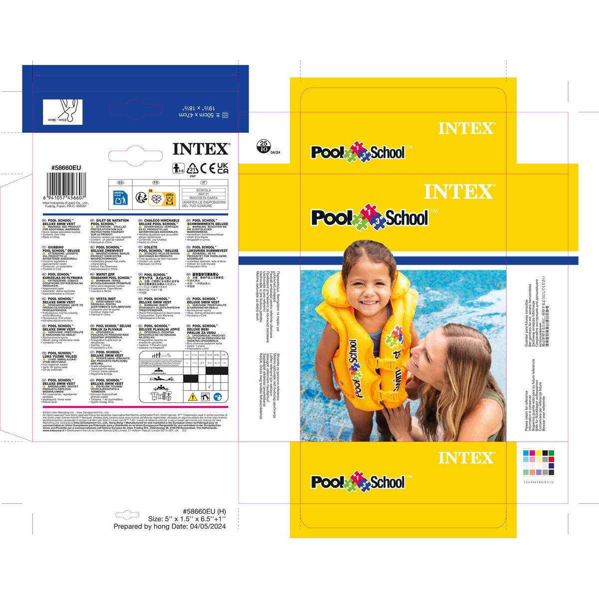 Gilet Gonflable pour Piscine Intex 50 x 47 x 40 cm (24 Unités)