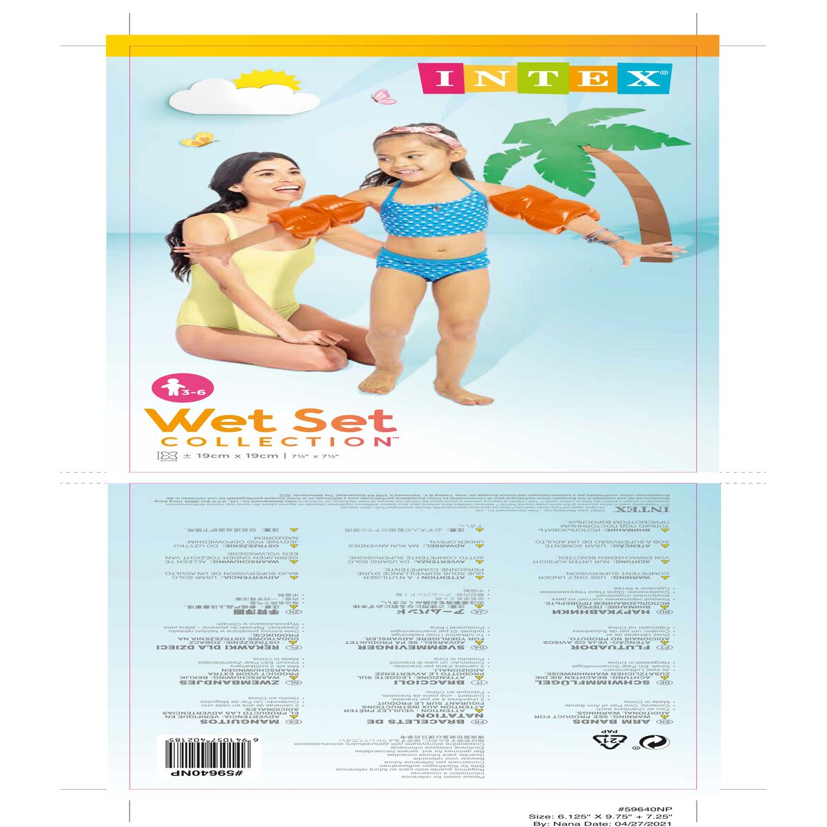 Manchettes Intex Neón 18 x 15 x 10 cm (72 Unités)