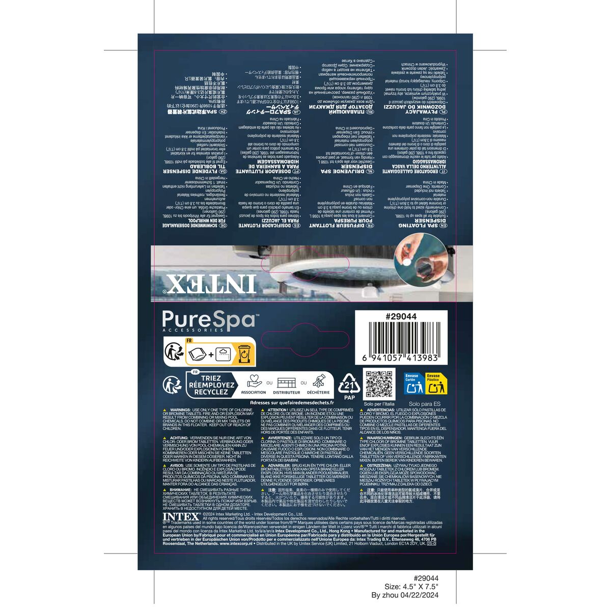 Distributeur de Chlore Intex 6 x 6 x 6 cm 20 Unités