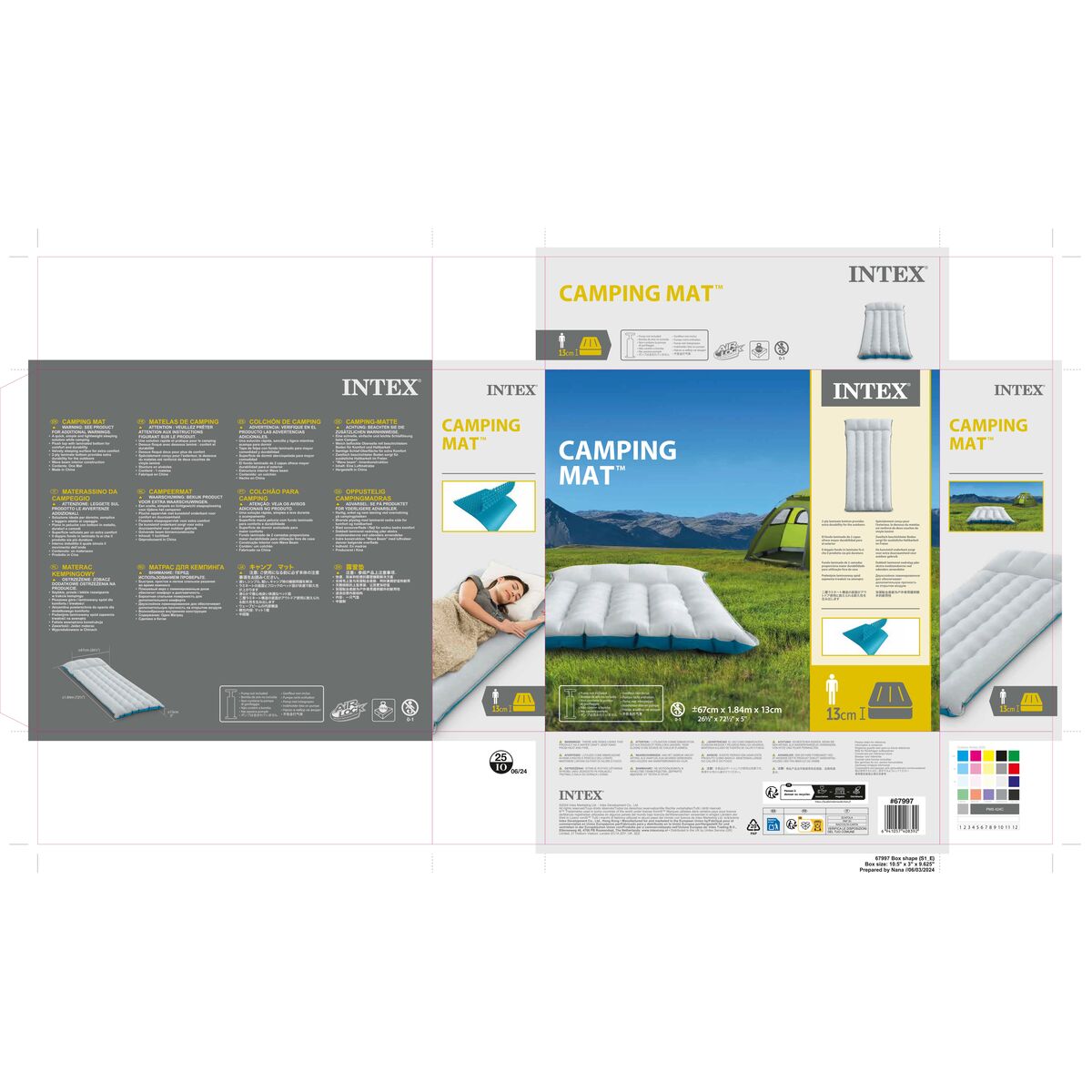 Air bed Intex 67 x 17 x 184 cm (6 Unités)