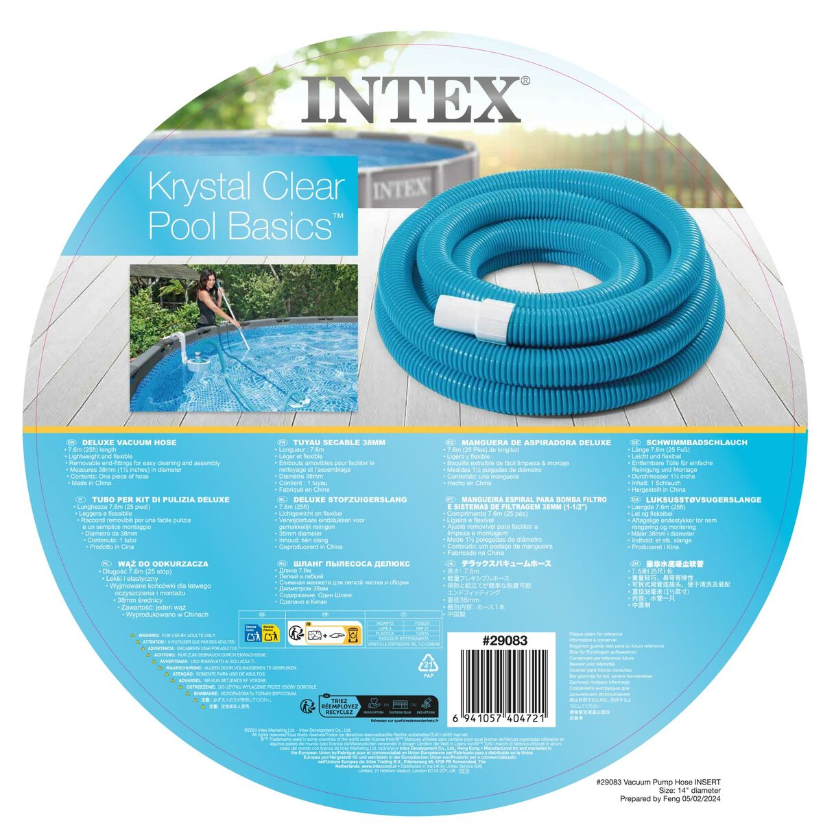 Tuyau d'arrosage Intex Piscine 1-1/2" 760 cm Ø 38 mm (6 Unités)