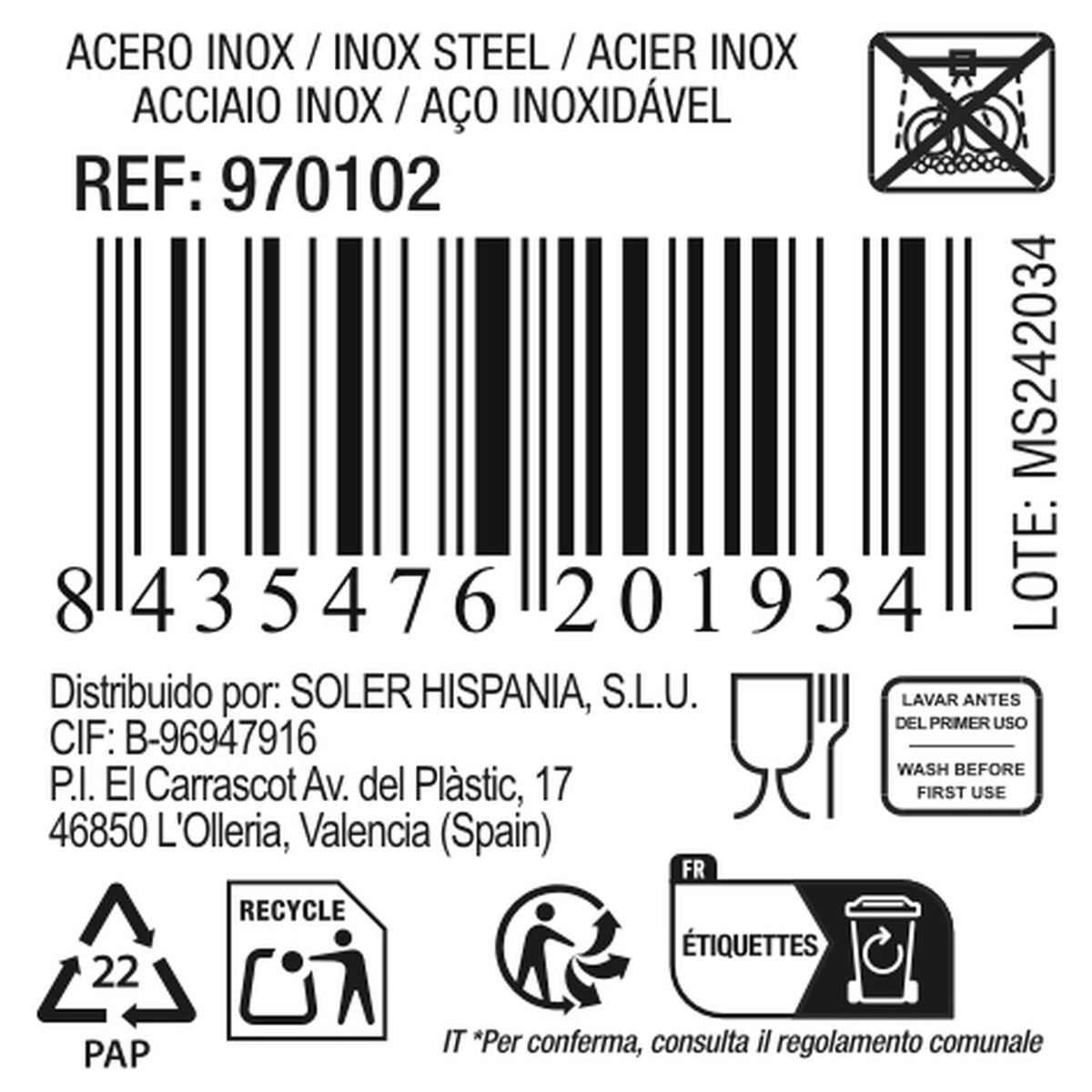Plateau Privilege 42853 Acier inoxydable Ovale (18 Unités) (35 x 22,2 cm)