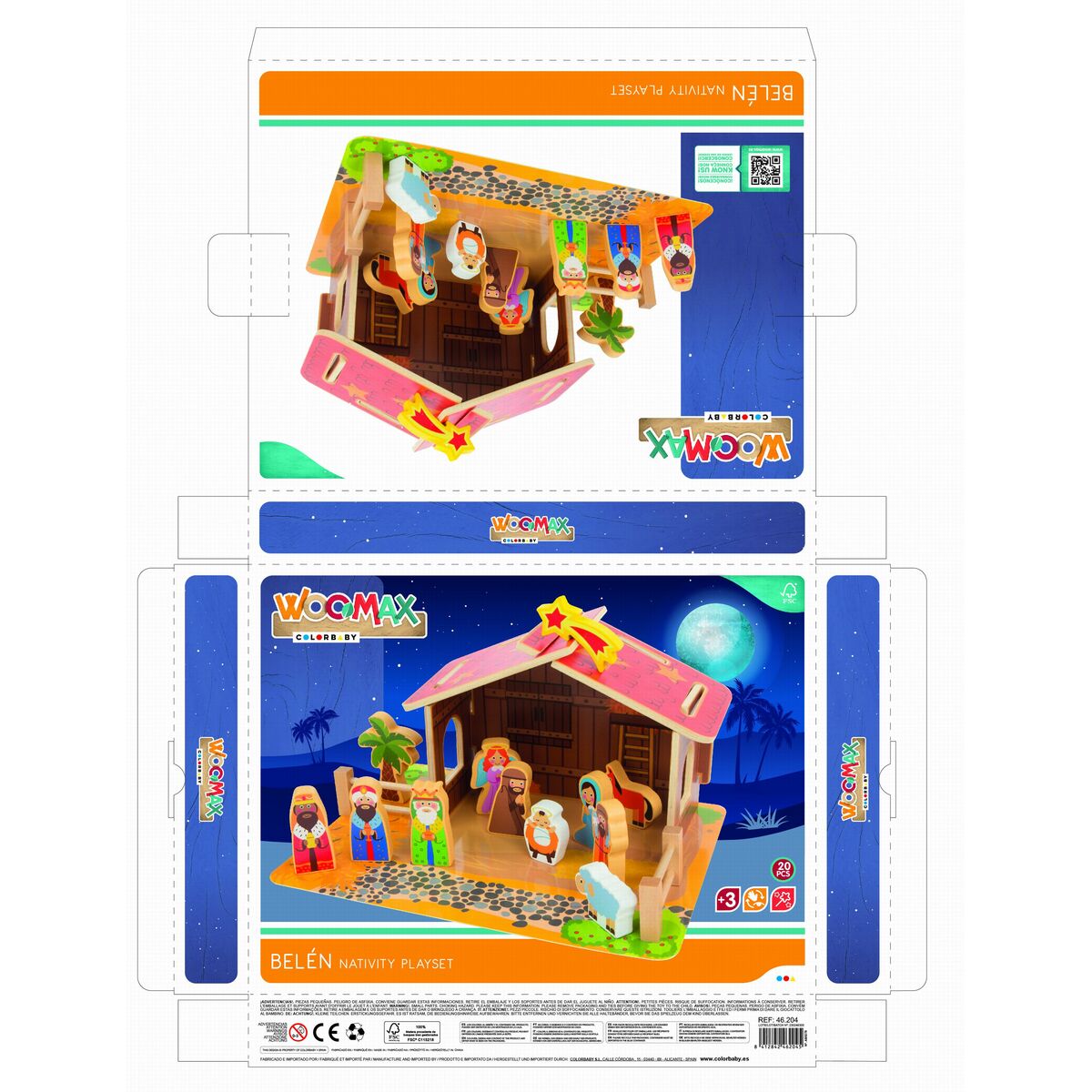 Crèche de Noël Woomax Bois 29,5 x 16,5 x 22 cm (20 Pièces) (6 Unités)