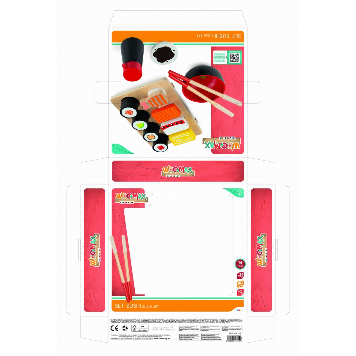 Jeu en bois Woomax Sushi 14 Pièces (6 Unités)