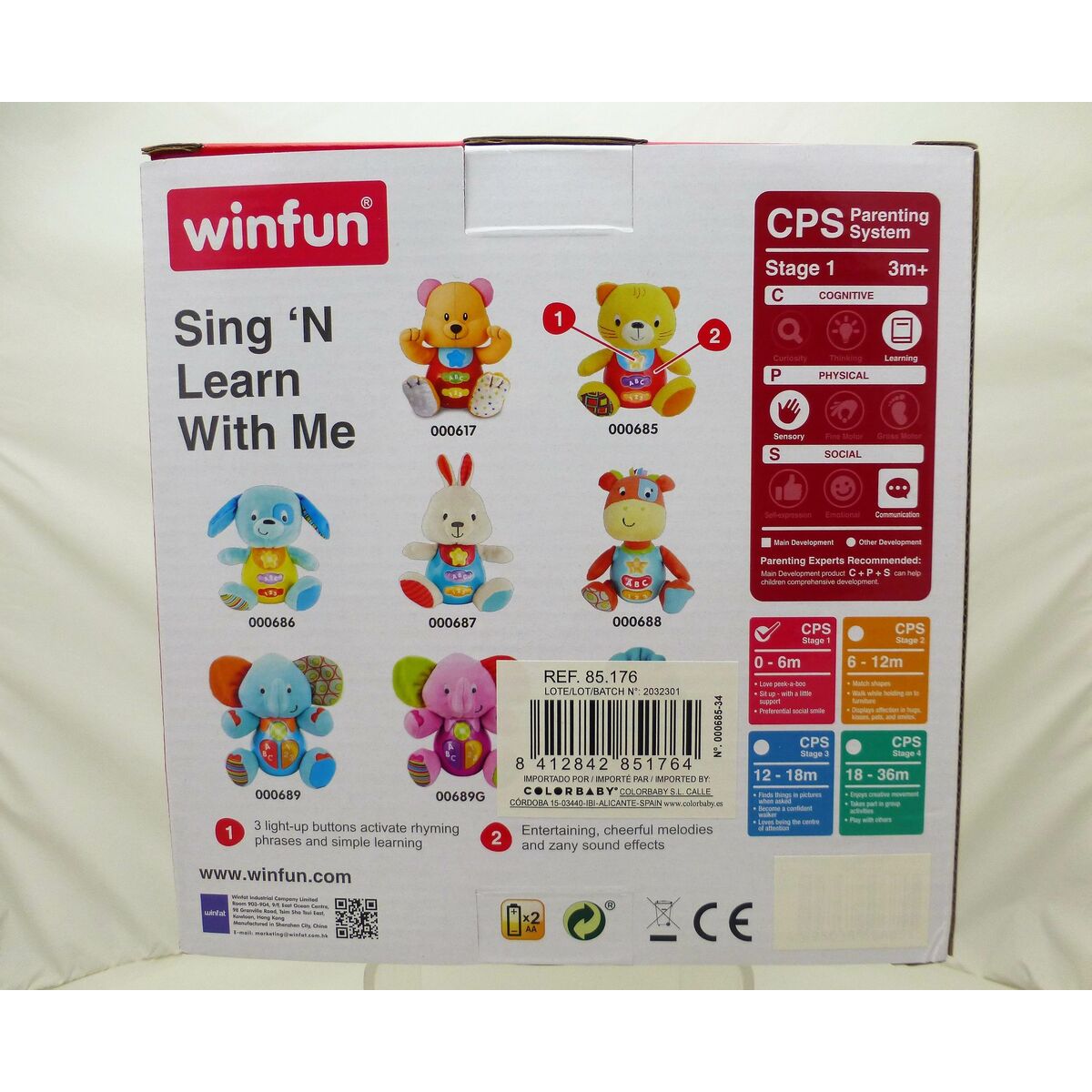 Peluche sonore Winfun Chat 16 x 17,5 x 10,5 cm (6 Unités)