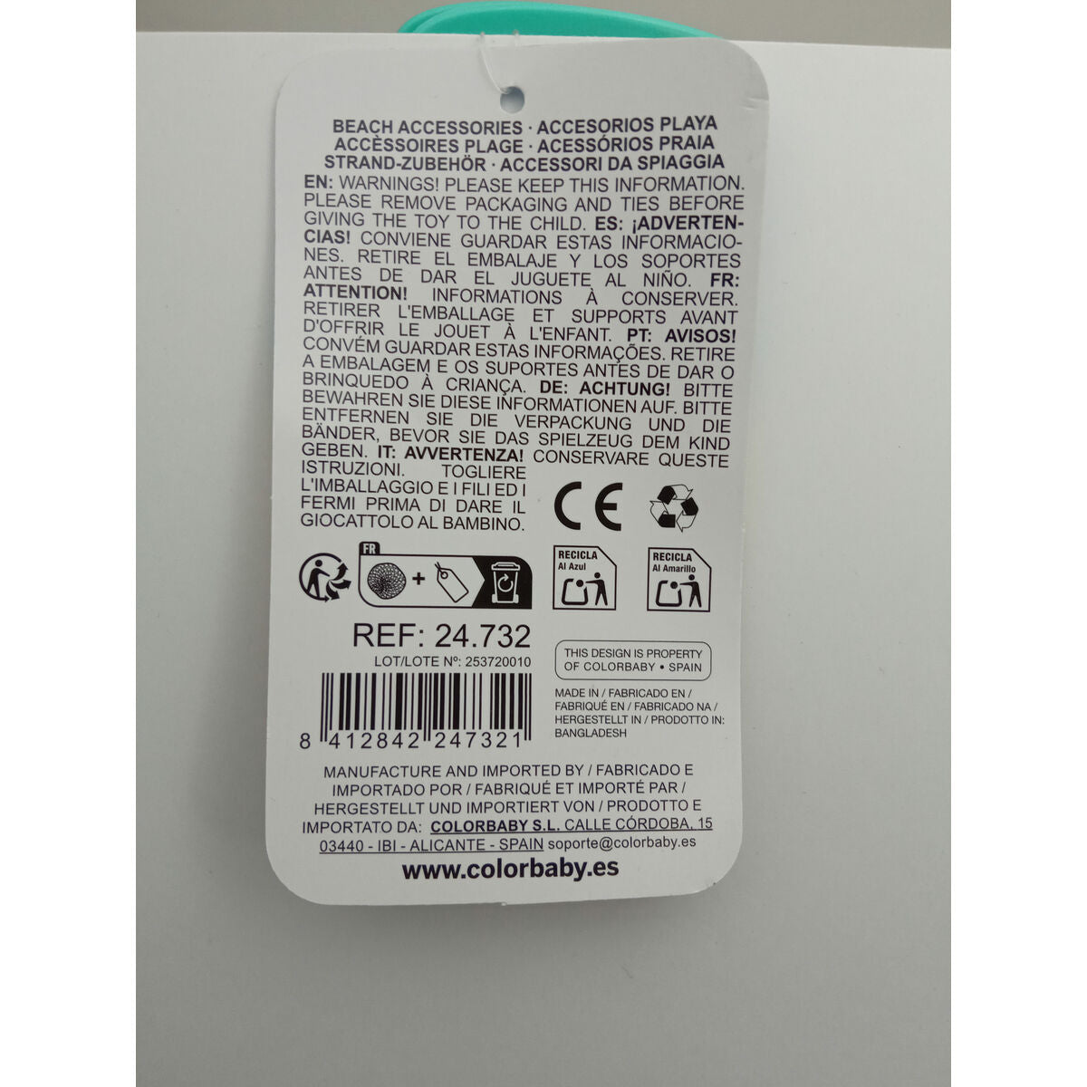 Set de jouets de plage Colorbaby 39 cm 2 Pièces (24 Unités)