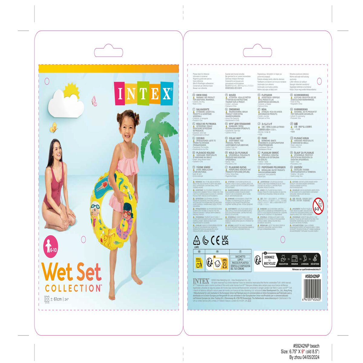 Bouée Gonflable Donut Intex Ø 61 cm (36 Unités)