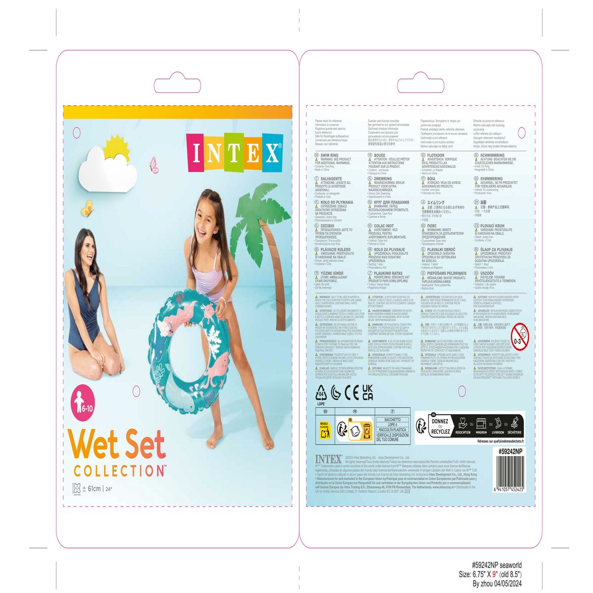 Bouée Gonflable Donut Intex Ø 61 cm (36 Unités)