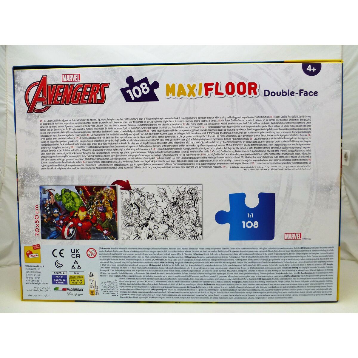 Puzzle Enfant The Avengers Double face 108 Pièces 70 x 1,5 x 50 cm (6 Unités)