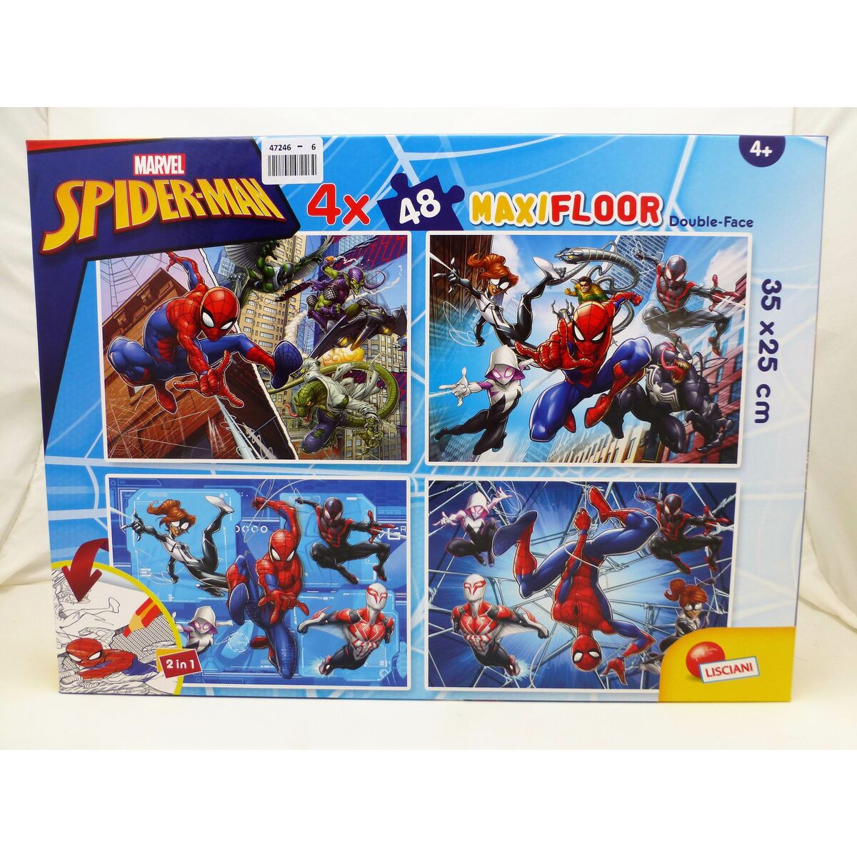 Puzzle Enfant Spider-Man Double face 4 en 1 48 Pièces 35 x 1,5 x 25 cm (6 Unités)