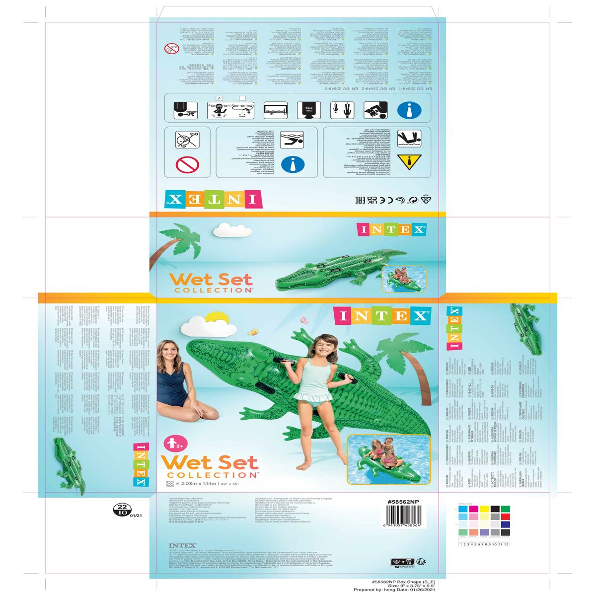 Bouée Intex Crocodile 203 x 30 x 114 cm (6 Unités)