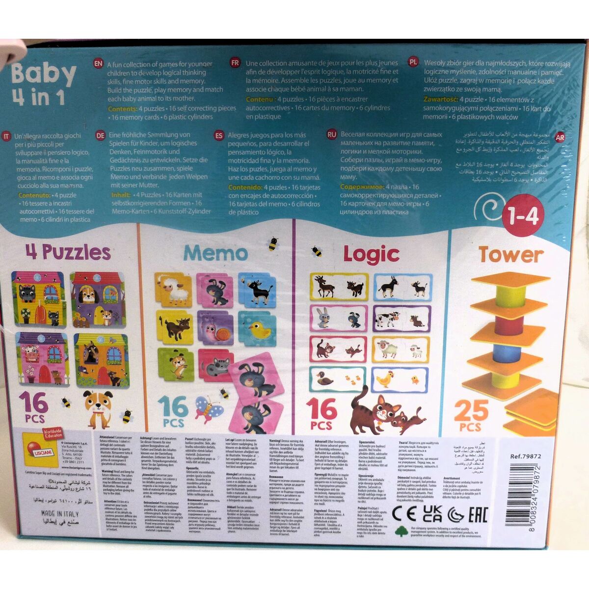 Puzzle Lisciani Giochi Carotina Baby 16 x 1 x 16,5 cm Ferme 4 en 1 (12 Unités)
