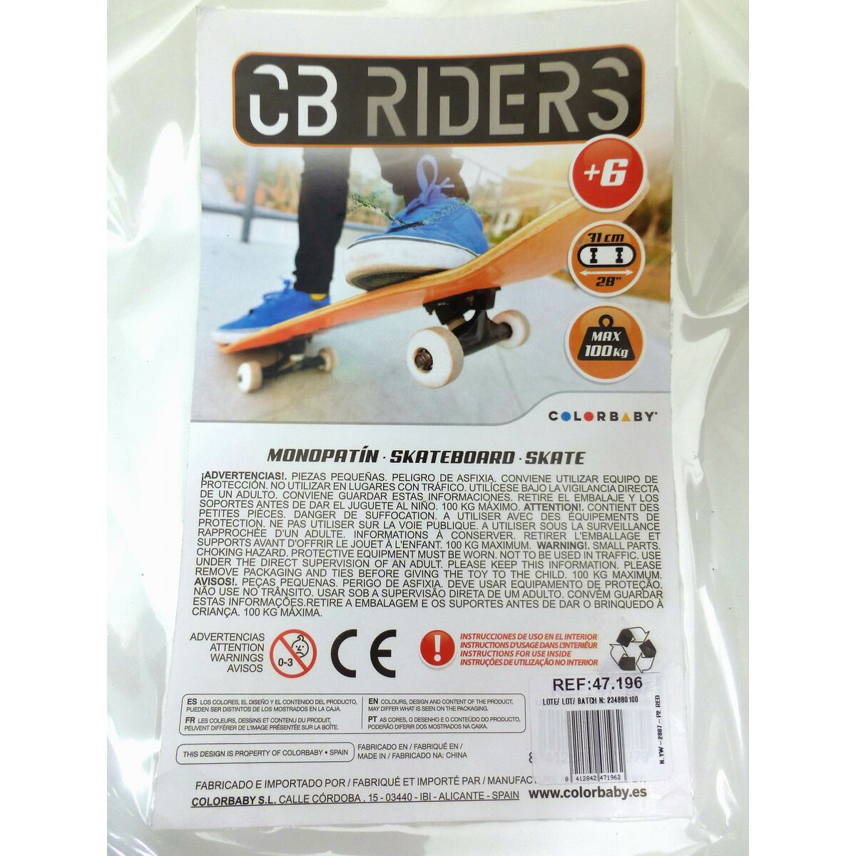 Skateboard Colorbaby Rouge (2 Unités)