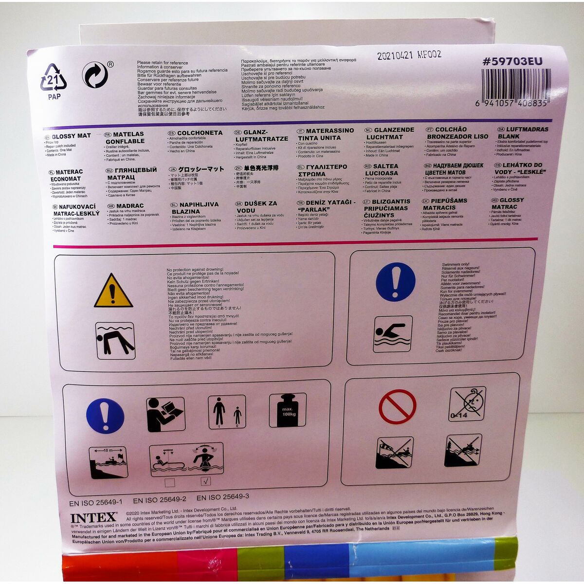 Matelas Gonflable Intex 183 x 69 cm (24 Unités)