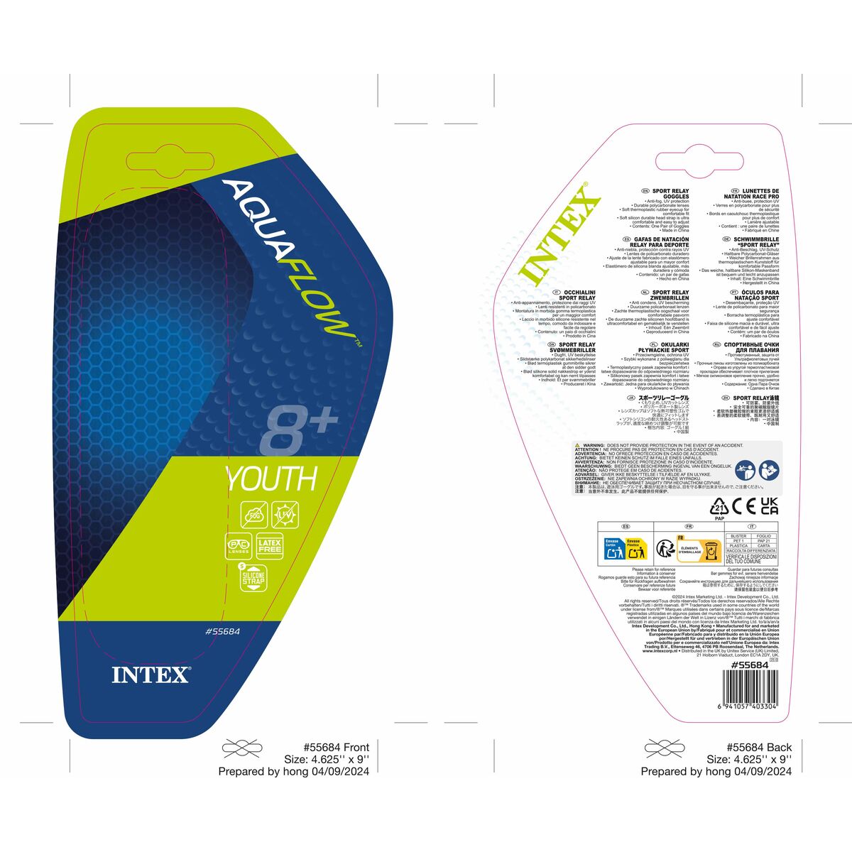 Lunettes de bain pour enfants Intex Sport Relay (12 Unités)