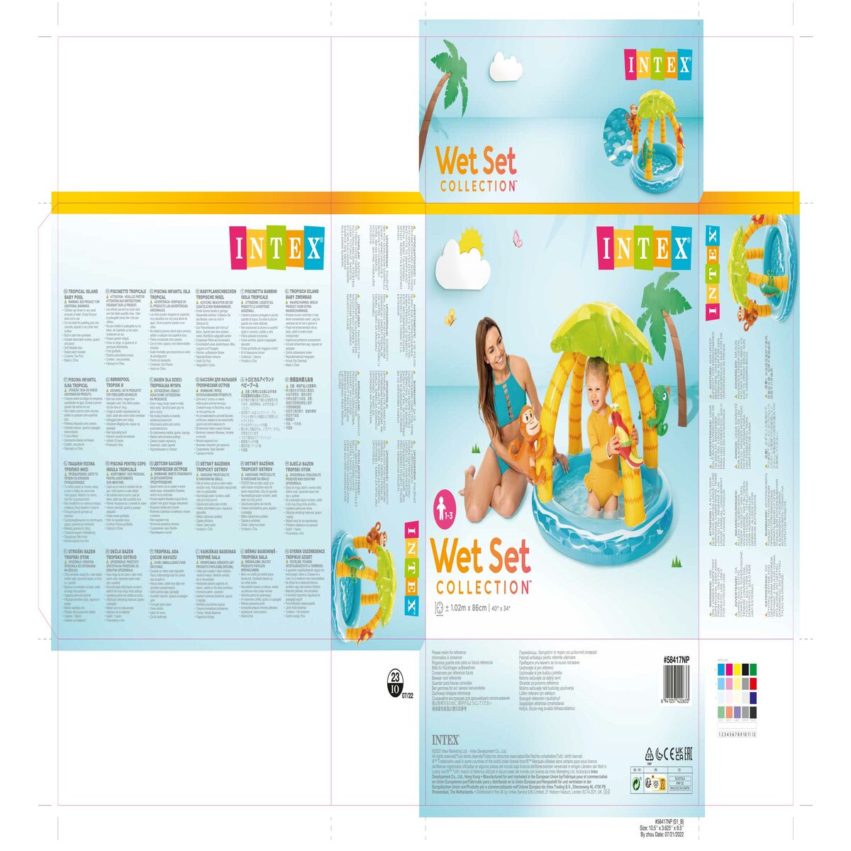 Pataugeoire gonflable pour enfants Intex animaux Île 45 L 102 x 89 x 102 cm (6 Unités)