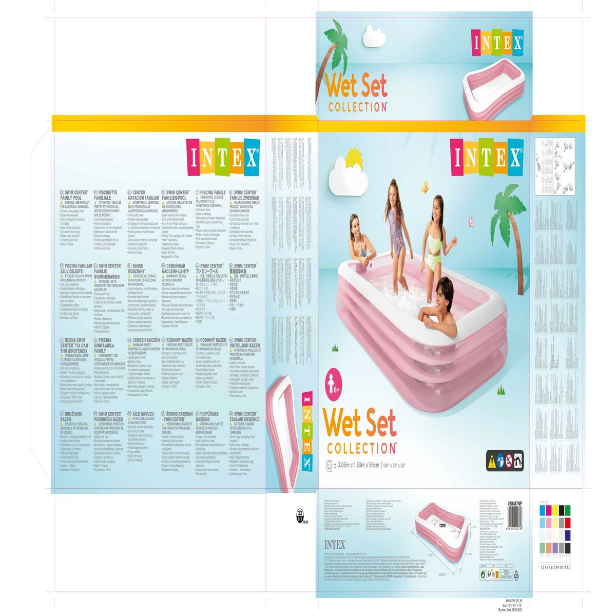 Pataugeoire gonflable pour enfants Intex 1050 L 305 x 56 x 183 cm Rose (2 Unités)