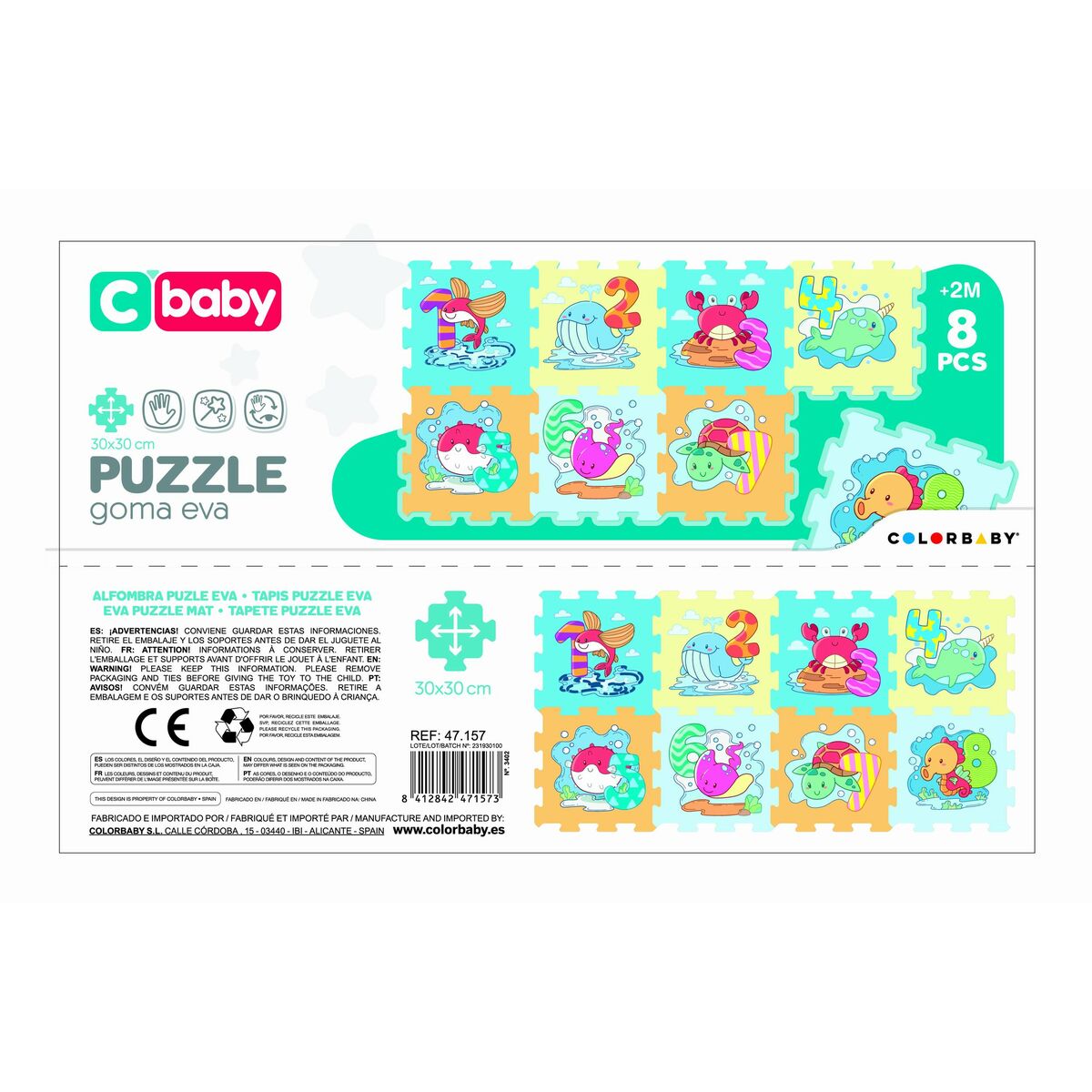 Tapis de jeu Colorbaby Marin EVA 8 Pièces (4 Unités)