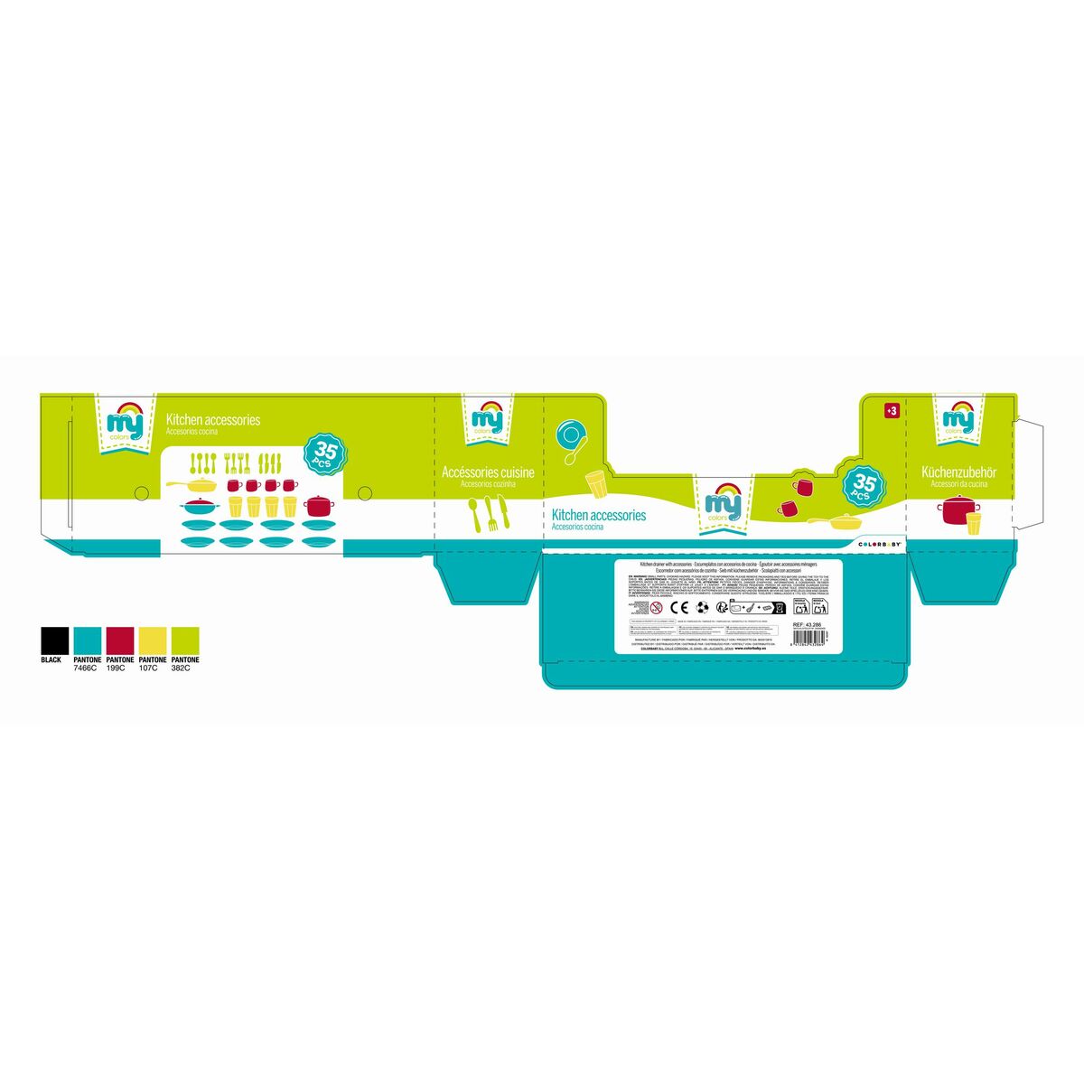 Ensemble Vaisselle pour Enfants Colorbaby jouet Draineur 35 Pièces (15 Unités)