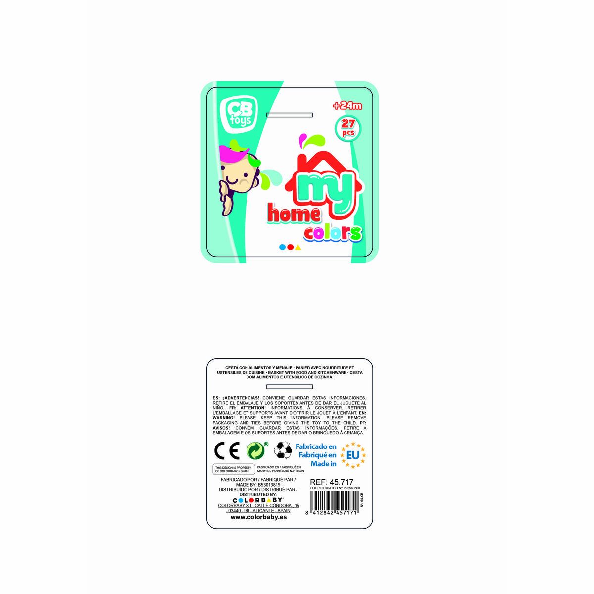 Set de jouets alimentaires Colorbaby Linge et ustensiles de cuisine 36 Pièces (12 Unités)