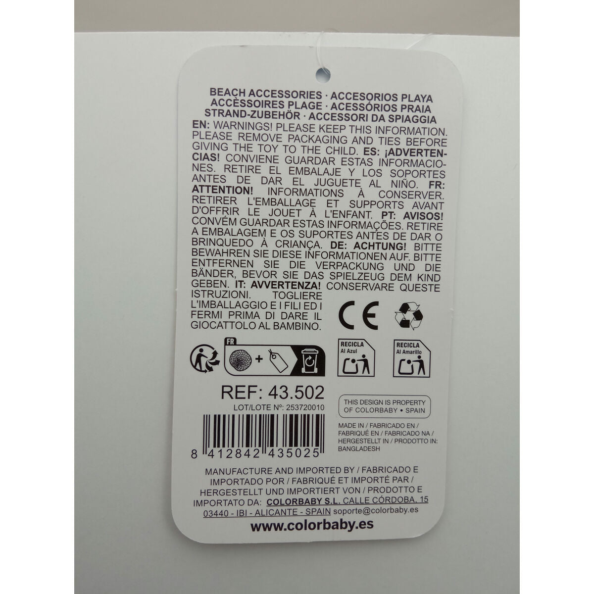Set de jouets de plage Colorbaby Ø 18 cm (24 Unités)