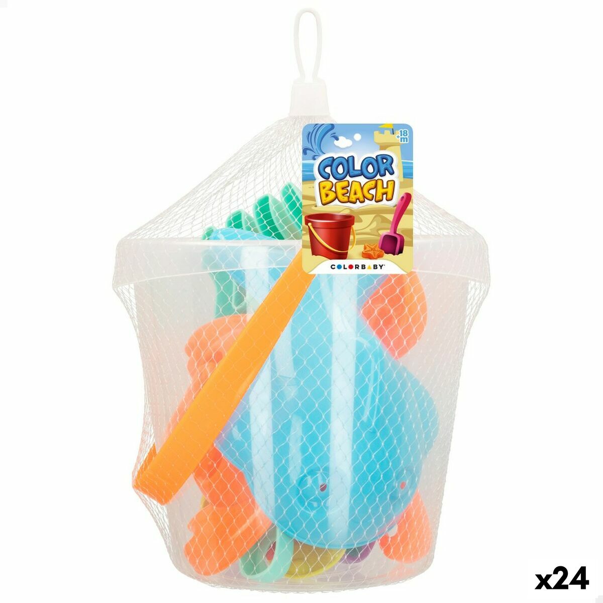 Set de jouets de plage Colorbaby Ø 18 cm (24 Unités)