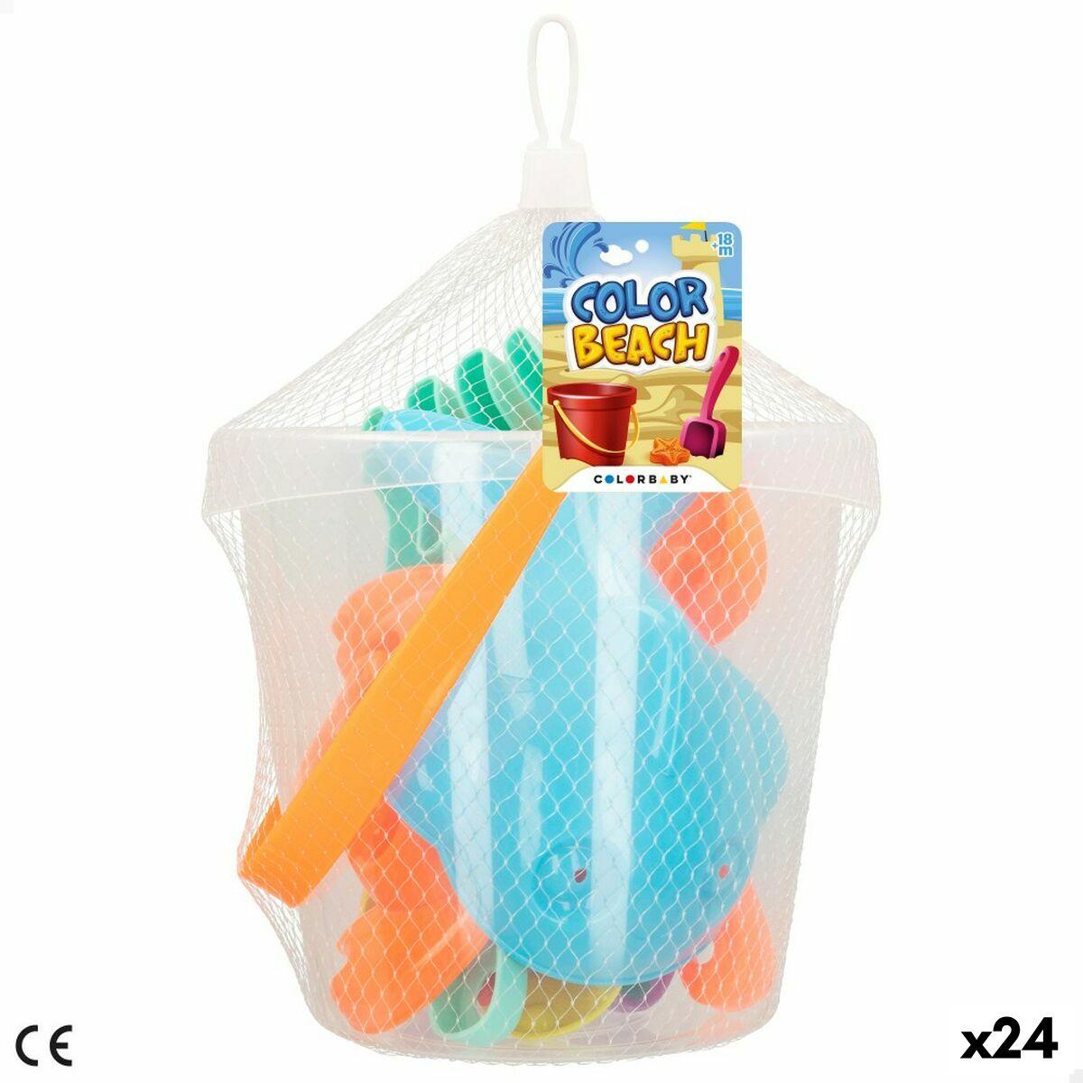 Set de jouets de plage Colorbaby Ø 18 cm (24 Unités)