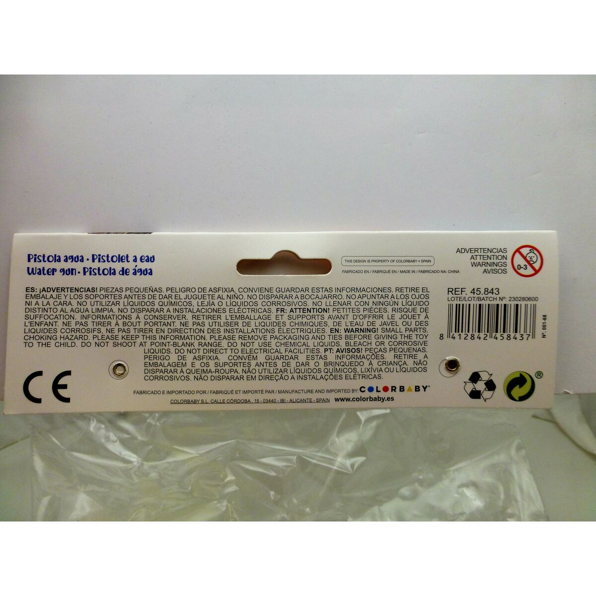 Pistolet à Eau Colorbaby 40 x 13,5 x 4,8 cm (12 Unités)