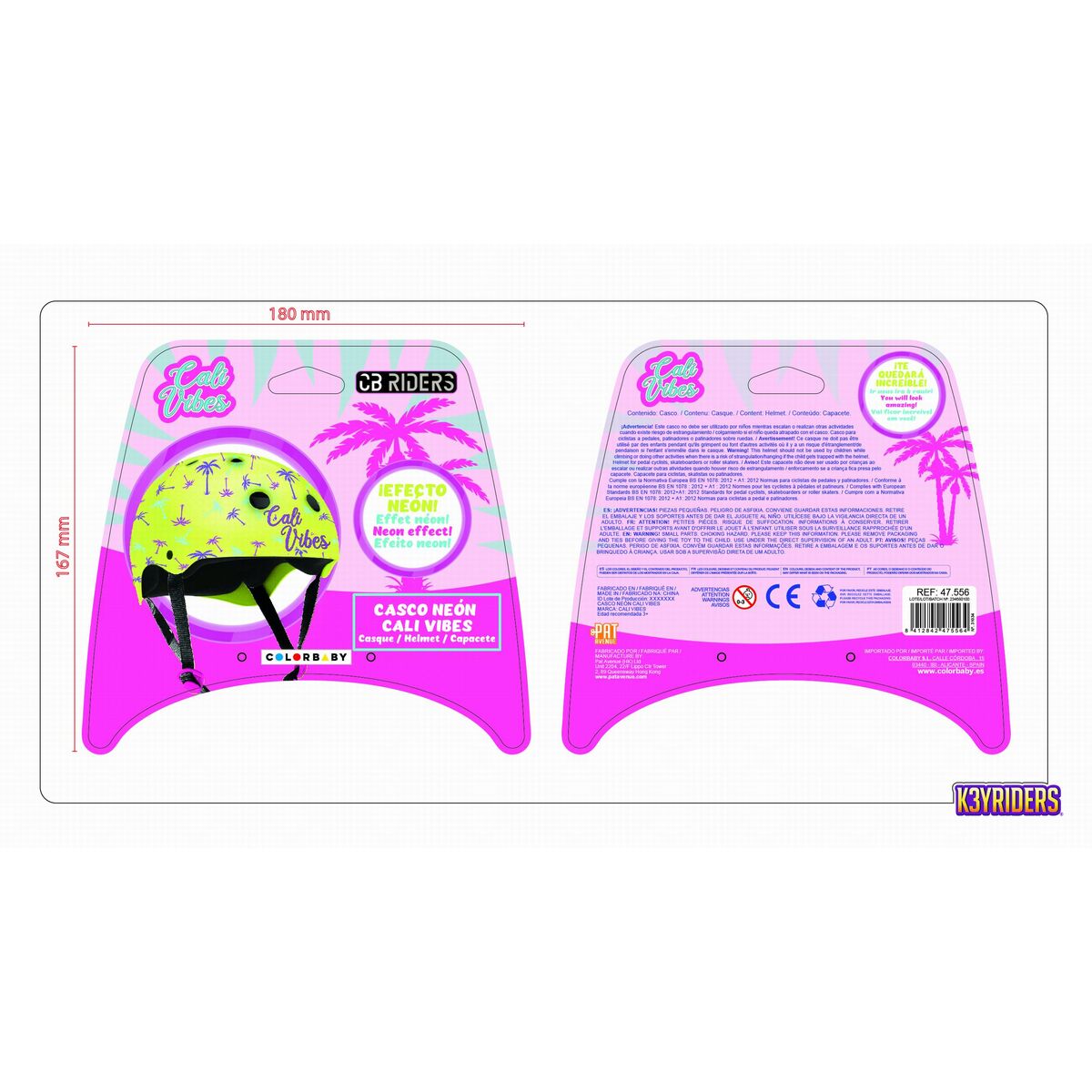 Casque de Cyclisme pour Enfants Colorbaby Neon Cali Vibes Jaune (4 Unités)