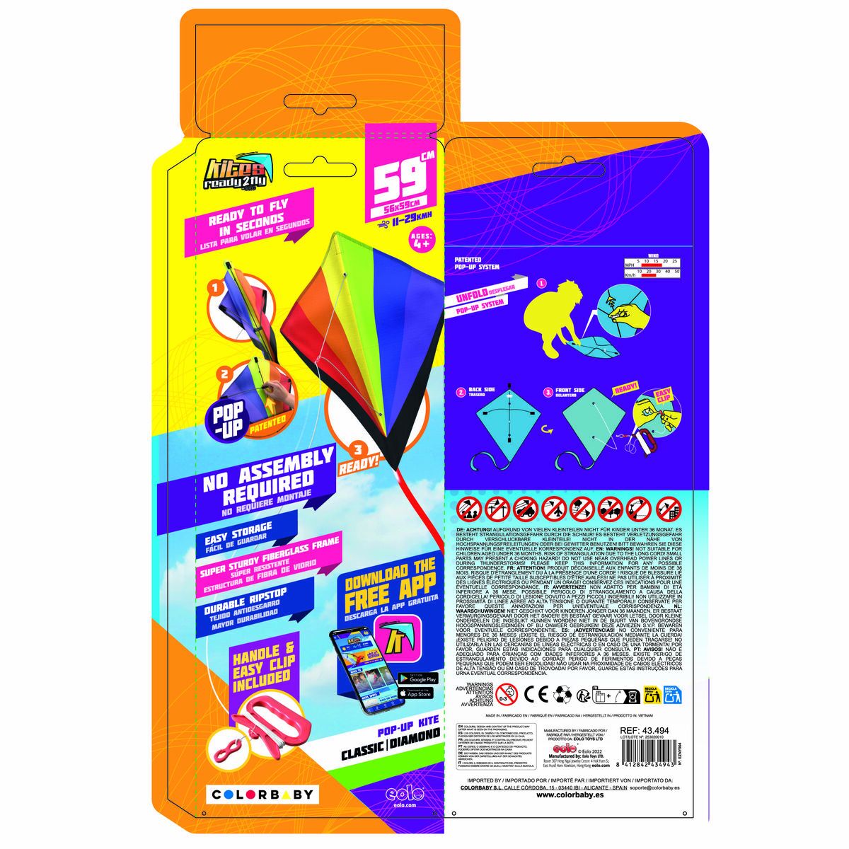 Cerf-volant Eolo Pop-Up Diamond 56 x 59 x 2 cm