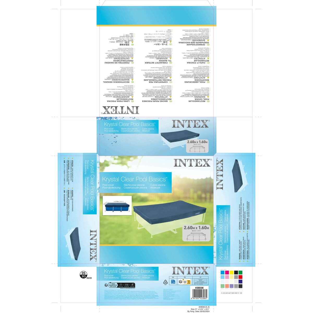 Bâches de piscine Intex Blue marine 260 x 30 x 160 cm Rectangulaire (6 Unités)