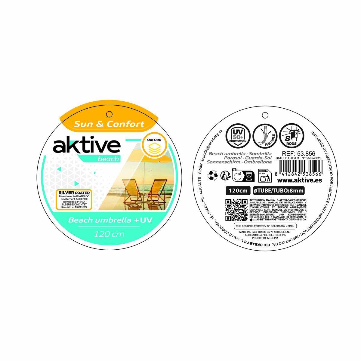 Parapluie Aktive 120 x 87 x 120 cm (6 Unités)