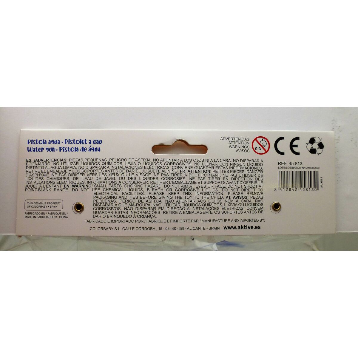 Pistolet à Eau Colorbaby Aqua World 23 x 14,5 x 5 cm (24 Unités)