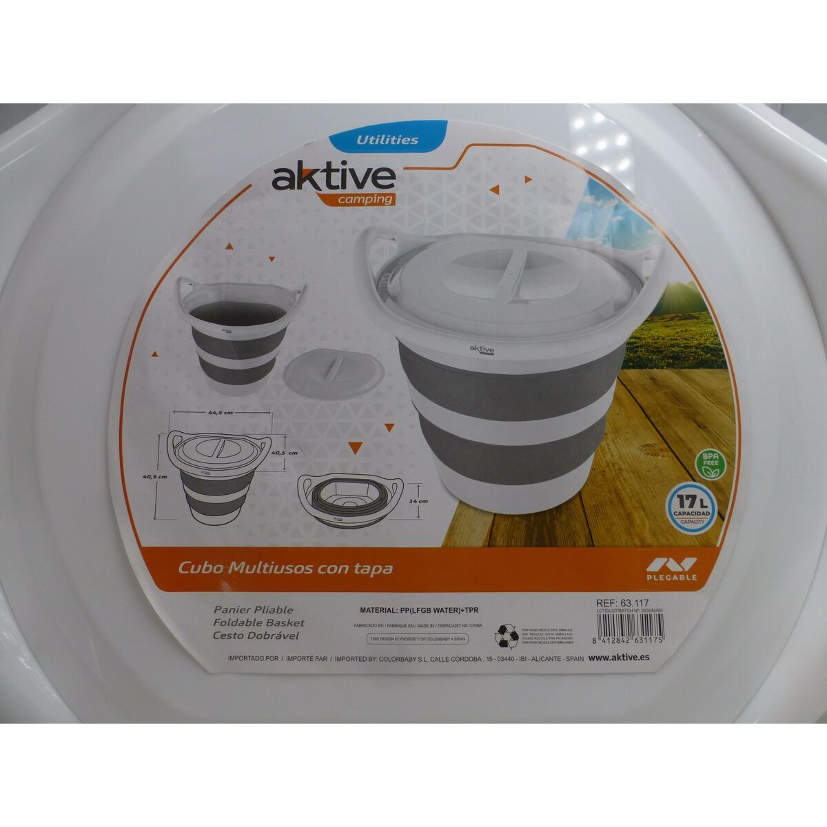 Seau Aktive TPR 44,5 x 40,5 x 40,5 cm Pliable (2 Unités)