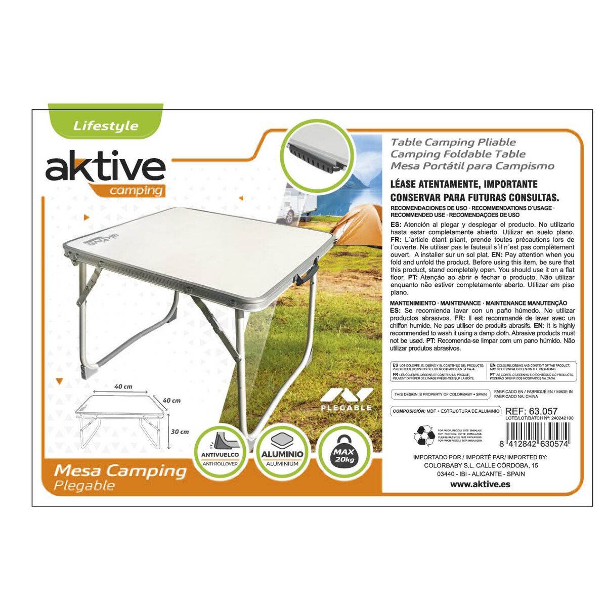 Table Piable Aktive 40 x 30 x 40 cm (6 Unités)