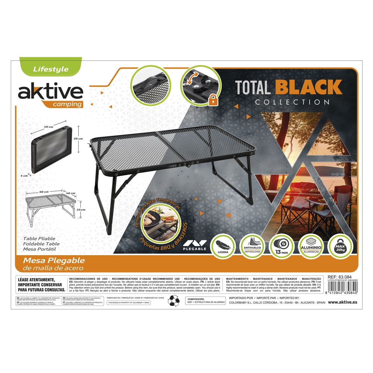 Table Piable Aktive 60 x 25 x 40 cm (4 Unités)