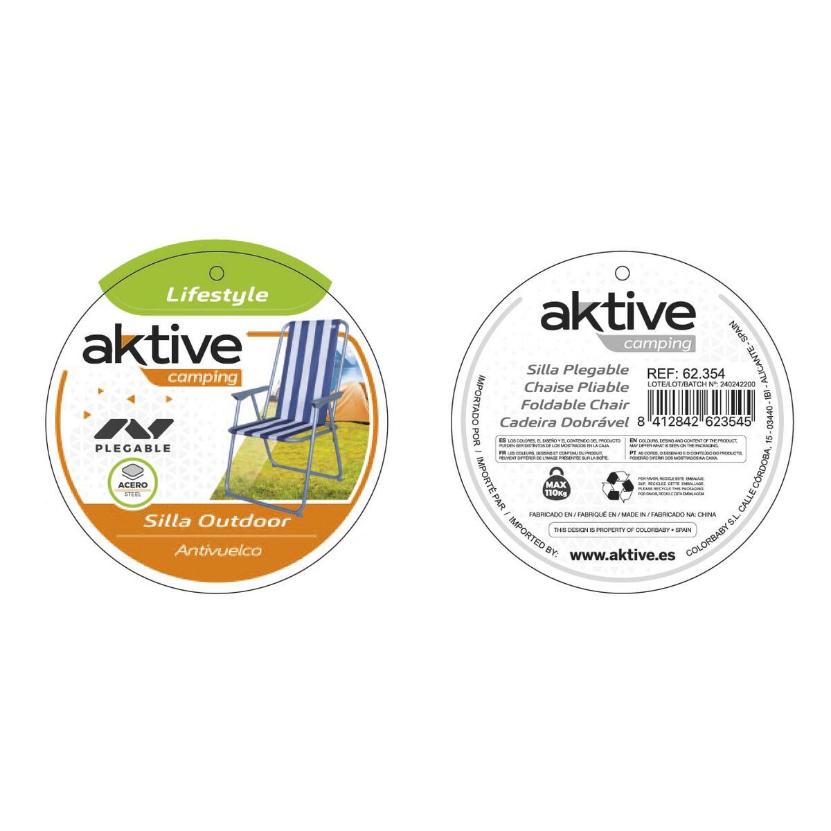 Chaise de Plage Aktive 44 x 88 x 44 cm