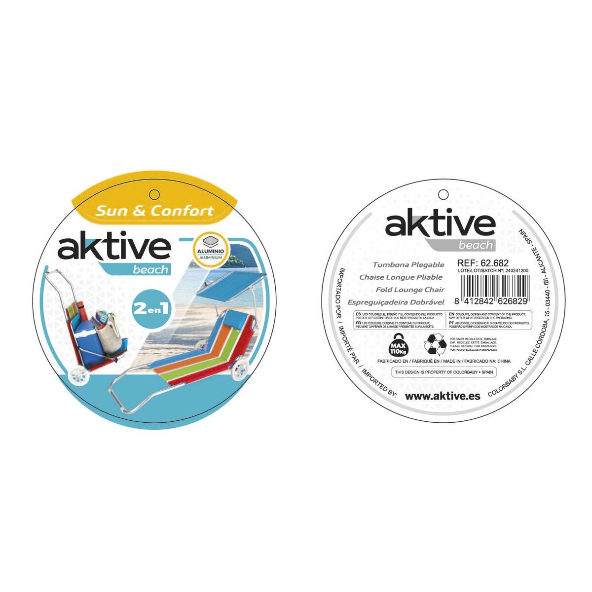 Chaise de plage Aktive (2 Unités)