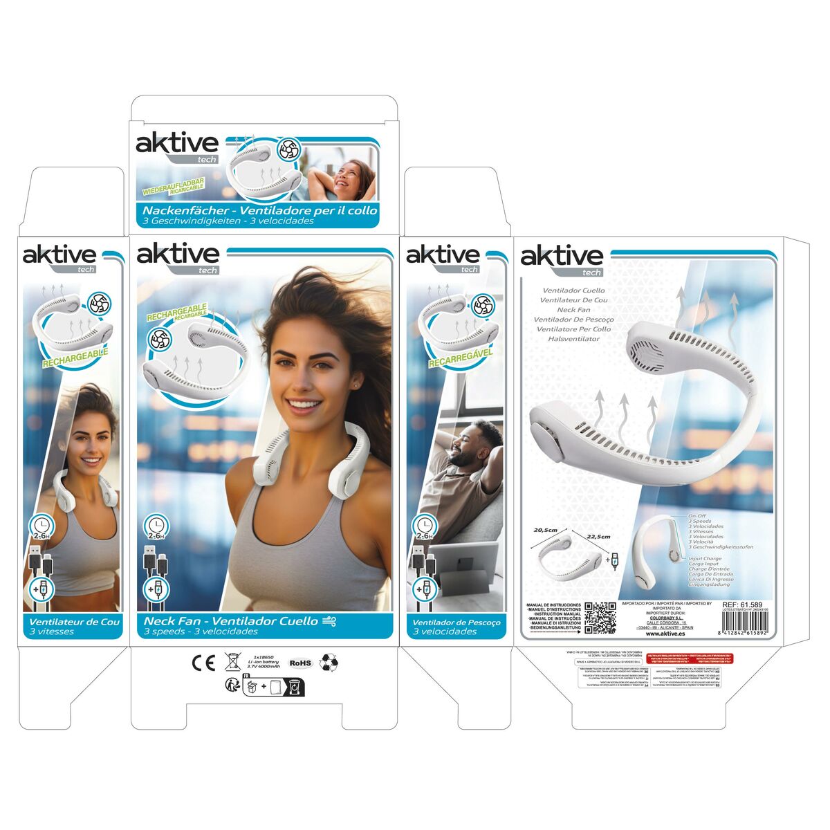 Ventilateur de cou Aktive Rechargeable (6 Unités)