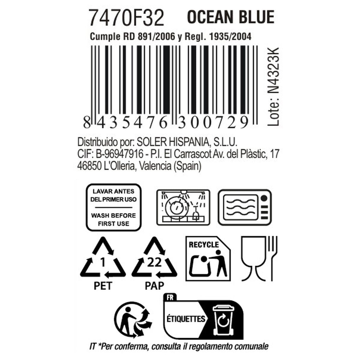 Tasse mug La Mediterránea Ocean blue 90 ml (36 Unités)