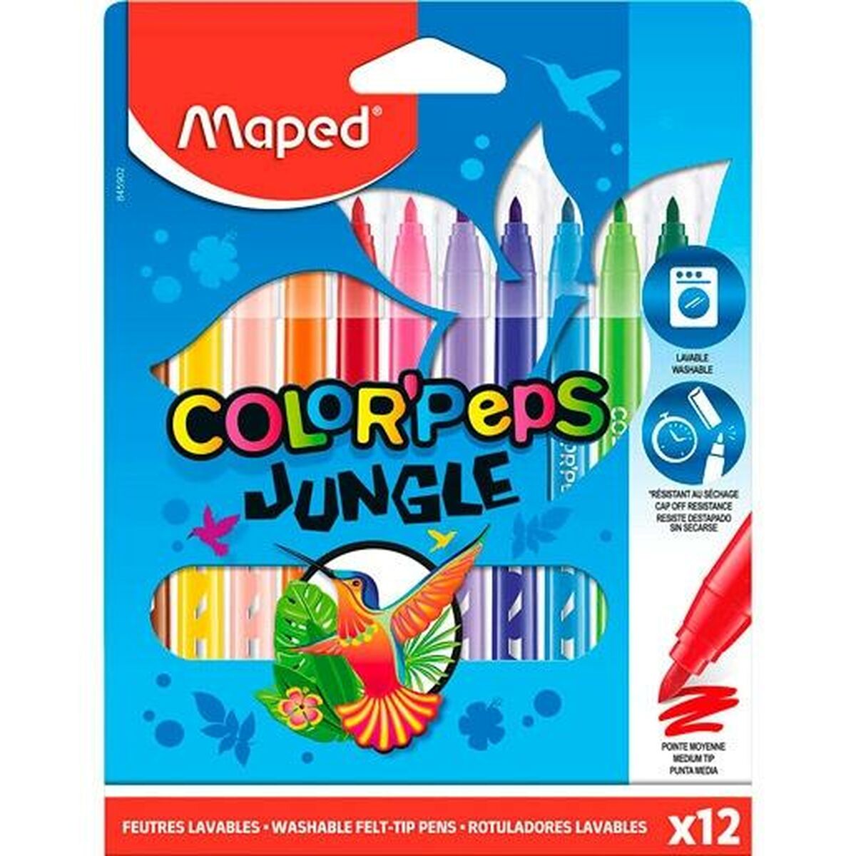 Ensemble de Marqueurs Maped COLOR´PEPS JUNGLE Multicouleur 12 Pièces (12 Unités)