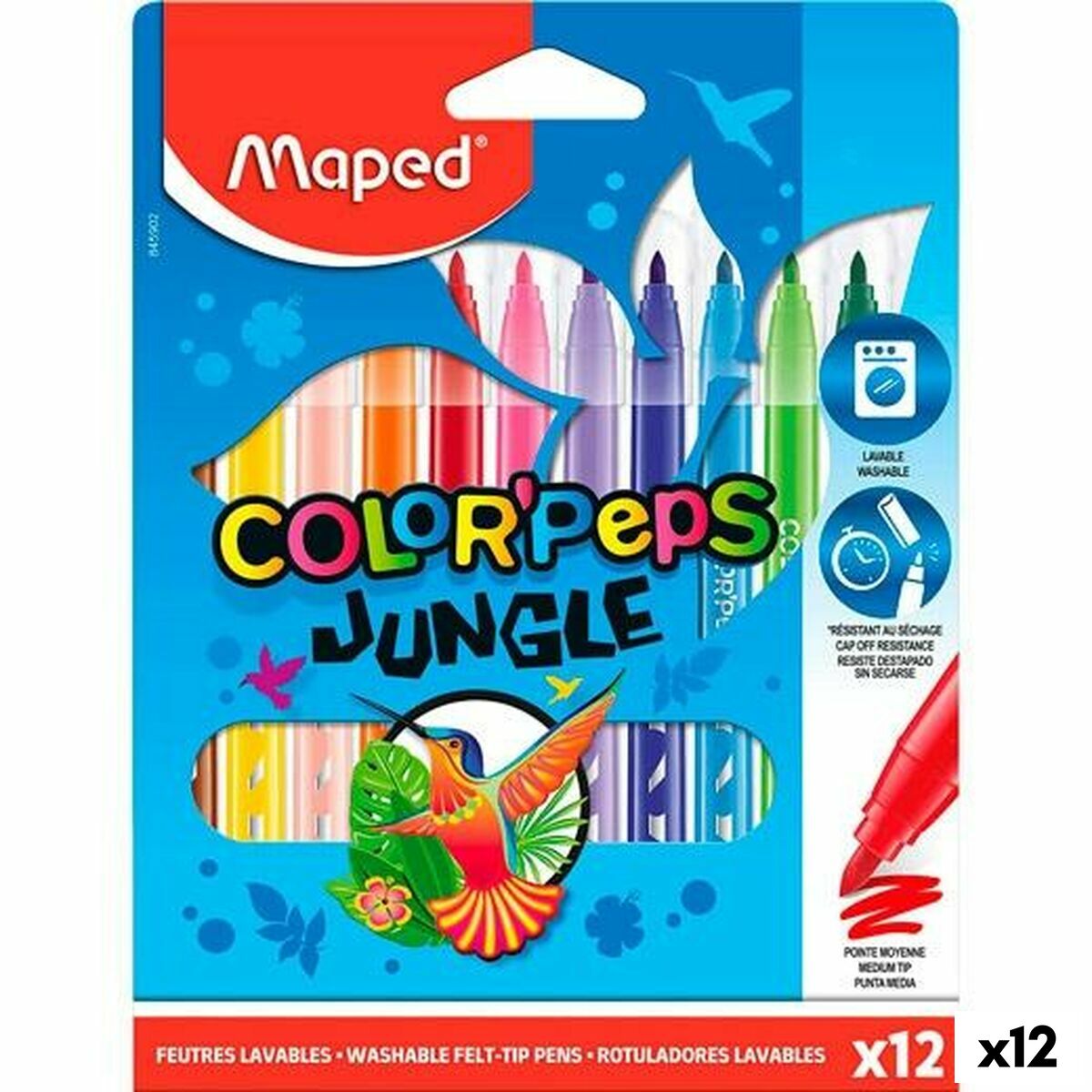Ensemble de Marqueurs Maped COLOR´PEPS JUNGLE Multicouleur 12 Pièces (12 Unités)